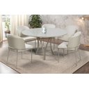 Ver imagem 5 de Conjunto 4 Cadeiras de Jantar Aurora no Linho Palha e Metal Champanhe