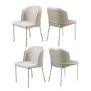 Ver imagem 1 de Conjunto 4 Cadeiras de Jantar Aurora no Linho Palha e Metal Champanhe