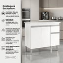 Ver imagem 5 de Armário Balcão Gabinete Jade 1m sem Tampo P/ Pia Cozinha Compacta Modulada Gourmet Dispensa 3 Ptas 1