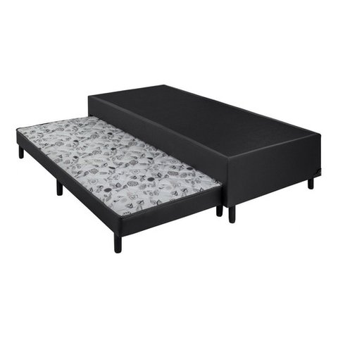 Cama Box Base Solteiro com Auxiliar Semi Ortopedica Corino (88x188) - Marrom