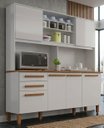 Ver imagem 1 de Cozinha Compacta Donna Plus 6 Portas e 2 Gavetas MDP Yescasa Branco/Mel