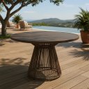 Ver imagem 1 de Mesa Suíça Tampo Ripado Alumínio Marrom