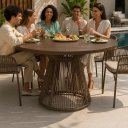 Ver imagem 3 de Mesa Suíça Tampo Ripado Alumínio Marrom