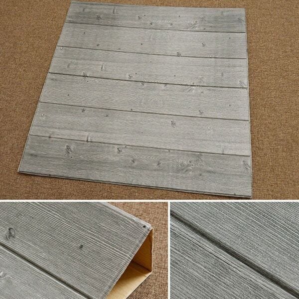 Papel de Parede 3D Madeira Cinza Kit 6 Painel Adesivo Decorativo 70 x 70 cm - 7