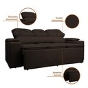 Ver imagem 5 de Sofá com Porta Copos Retrátil e Reclinável Siena 2,05m Velosuede - Netsofas - Marrom