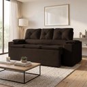 Ver imagem 1 de Sofá com Porta Copos Retrátil e Reclinável Siena 2,05m Velosuede - Netsofas - Marrom