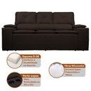 Ver imagem 3 de Sofá com Porta Copos Retrátil e Reclinável Siena 2,05m Velosuede - Netsofas - Marrom