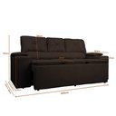 Ver imagem 2 de Sofá com Porta Copos Retrátil e Reclinável Siena 2,05m Velosuede - Netsofas - Marrom