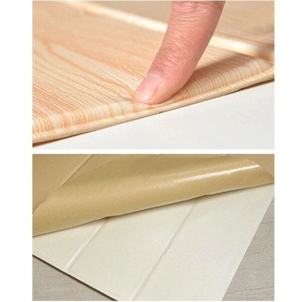 Papel de Parede 3D Madeira Clara Kit 6 Painel Adesivo Decorativo 70 x 70 cm - 11