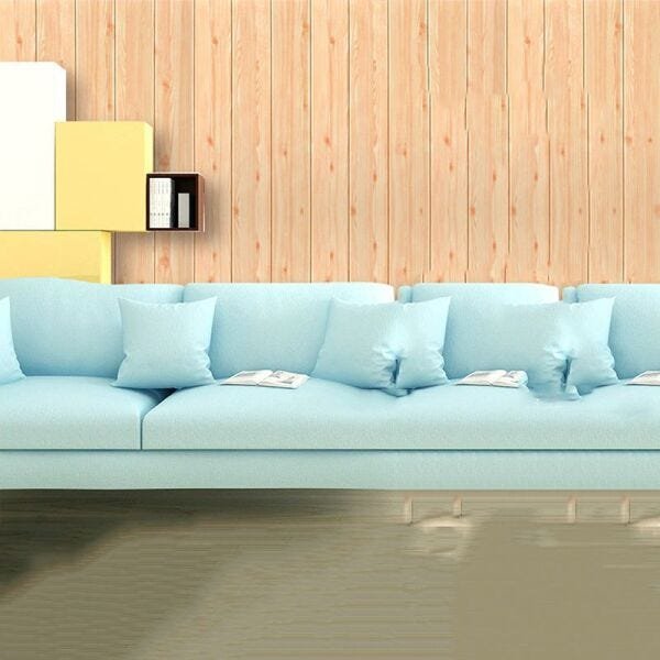 Papel de Parede 3D Madeira Clara Kit 6 Painel Adesivo Decorativo 70 x 70 cm - 14