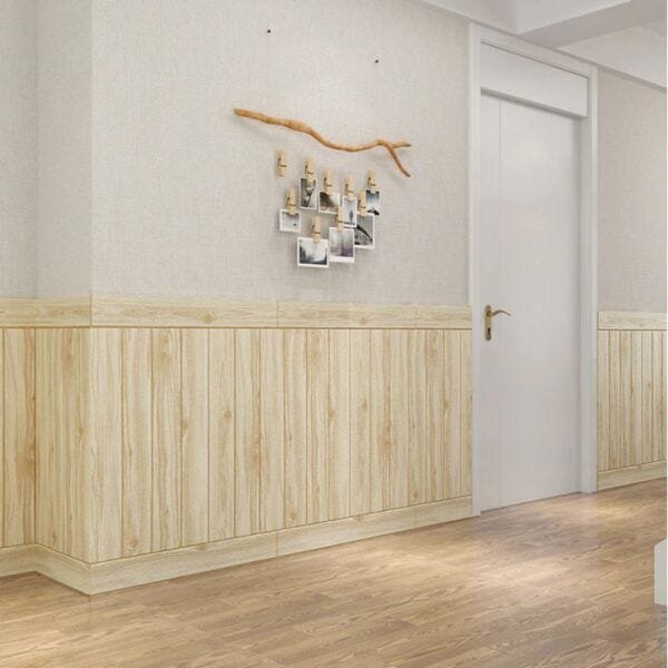 Papel de Parede 3D Madeira Clara Kit 6 Painel Adesivo Decorativo 70 x 70 cm - 4