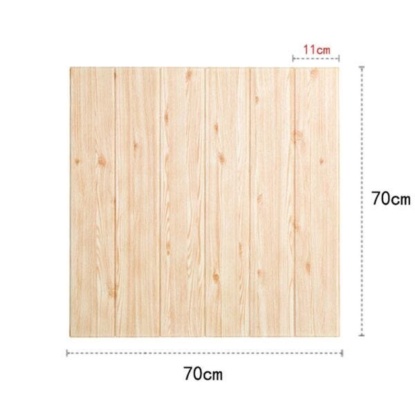 Papel de Parede 3D Madeira Clara Kit 6 Painel Adesivo Decorativo 70 x 70 cm - 6