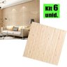 Papel de Parede 3D Madeira Clara Kit 6 Painel Adesivo Decorativo 70 x 70 cm - 1