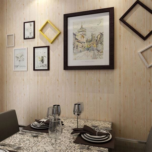 Papel de Parede 3D Madeira Clara Kit 6 Painel Adesivo Decorativo 70 x 70 cm - 13