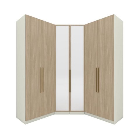 Guarda Roupa Canto Closet 6 Portas 3 Gavetas Areia/jequitibá