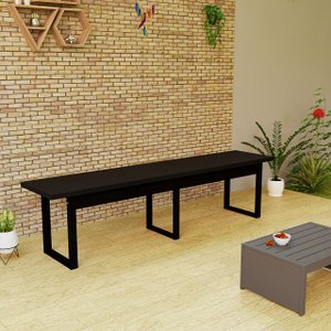 Banco 160cm Estilo Industrial em Mdf e Ferro para Sala de Jantar ou Varanda:preto