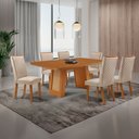 Ver imagem 7 de Mesa de Jantar Carolina 180cm Tampo MDF Canto Copo Laminado com 6 Cadeiras Lira