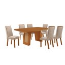 Ver imagem 1 de Mesa de Jantar Carolina 180cm Tampo MDF Canto Copo Laminado com 6 Cadeiras Lira
