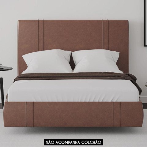 Cama King Flutuante 193cm com Cabeceira Romana Sintético
