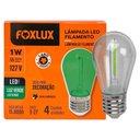 Ver imagem 3 de Lâmpada Led Filamento Verde 1w E-27 127v 4 Peças Foxlux