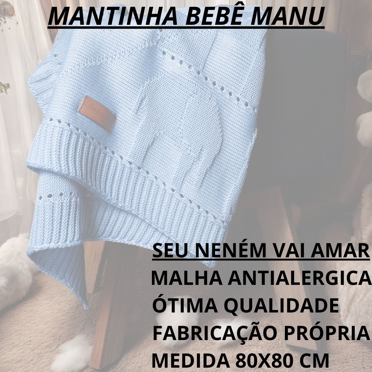 Coberta Infantil Mantinha Bebê Saída de Maternidade Menino Azul Bb - 4