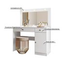 Ver imagem 4 de Penteadeira Camarim com Led 2 Gavetas 1 Porta Branco Bella