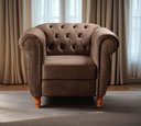 Ver imagem 2 de Sofá Nobreza Poltrona Chesterfield Veludo Marrom