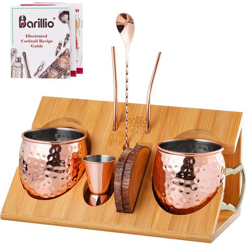 Barillio Conjunto de 2 Canecas Moscow Mule com Suporte