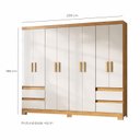 Ver imagem 3 de Guarda Roupa Casal Grande 8 Portas 4 Gavetas Moderno Paris Off White / Amadeirado