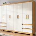 Ver imagem 1 de Guarda Roupa Casal Grande 8 Portas 4 Gavetas Moderno Paris Off White / Amadeirado