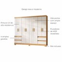 Ver imagem 5 de Guarda Roupa Casal Grande 8 Portas 4 Gavetas Moderno Paris Off White / Amadeirado