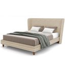 Ver mais imagens de Cabeceira King Nilo 195cm com Cama Pés Madeira Suném P05 Linho Bege Escuro Bouclê Cru - Lyam Decor