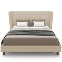 Ver imagem 1 de Cabeceira King Nilo 195cm com Cama Pés Madeira Suném P05 Linho Bege Escuro Bouclê Cru - Lyam Decor