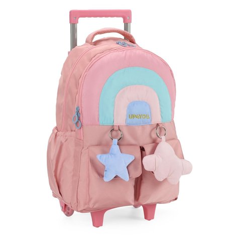 Mochila Carrinho Juvenil Arco-íris Rosa Petit Up4you Luxcel