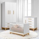 Ver imagem 1 de Conjunto Infantil Encanto Slim Branco Acetinado: Berço Encanto Slim Mini Cama + Cômoda Encanto