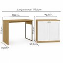 Ver imagem 3 de Conjunto de Escritório Completo 100% MDF com Escrivaninha com Metalon e Balcão Provençal Marrom