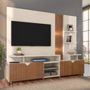 Ver imagem 2 de Estante Home para Tv até 55 Polegadas Impressão Ripada Cross Off White com Tauari - Lukaliam Móveis