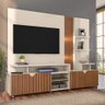 Estante Home para Tv até 55 Polegadas Impressão Ripada Cross Off White com Tauari - Lukaliam Móveis - 2