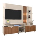 Ver mais imagens de Estante Home para Tv até 55 Polegadas Impressão Ripada Cross Off White com Tauari - Lukaliam Móveis