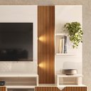 Ver imagem 5 de Estante Home para Tv até 55 Polegadas Impressão Ripada Cross Off White com Tauari - Lukaliam Móveis