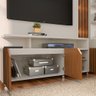 Estante Home para Tv até 55 Polegadas Impressão Ripada Cross Off White com Tauari - Lukaliam Móveis - 6