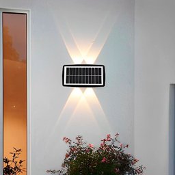 Luminária Solar Arandela 4 Fachos Led 4w Luz Amarela 3000k - 6