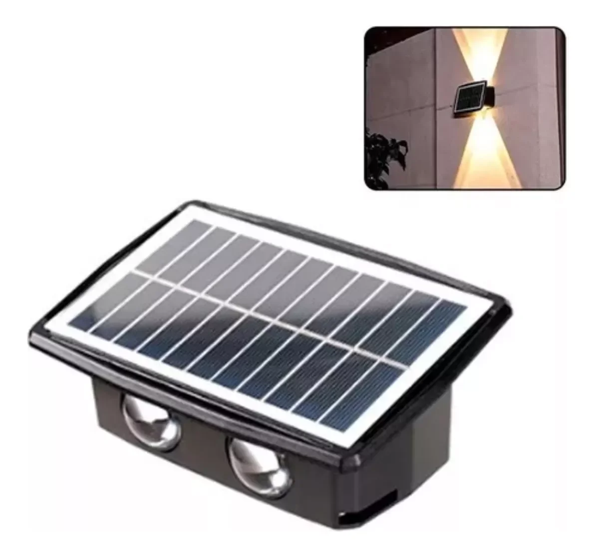 Ver imagem 2 de Luminária Solar Arandela 4 Fachos Led 4w Luz Amarela 3000k