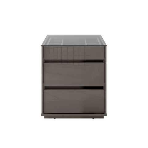 Mesa de Cabeceira 3 Gavetas com Organizador Tampo Vidro Belize