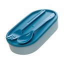 Ver imagem 2 de Marmita Hermética com Talheres 850ml Azul Plástico - Lyor