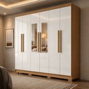 Ver imagem 1 de Guarda Roupa Casal com Espelho 6 Portas 2 Gavetas com Pés Lyon Yescasa Cinamomo/Off White