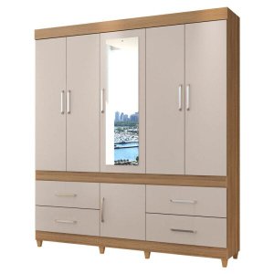 Guarda-Roupa Casal 6 Portas Guarujá Amêndola Off-White Demóbile