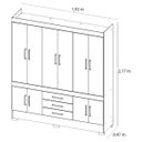 Ver imagem 3 de Guarda Roupa Casal 10 Portas New Murano c/ Espelho 83530EL Amêndola Touch Demóbile