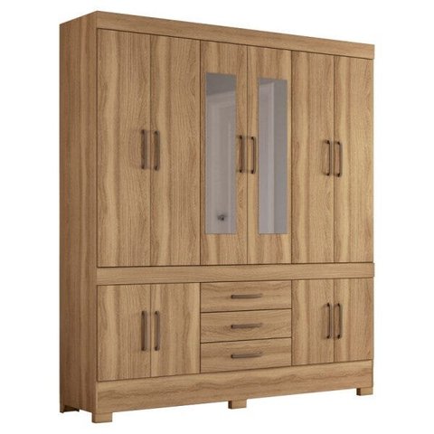 Guarda Roupa Casal 10 Portas New Murano c/ Espelho 83530EL Amêndola Touch Demóbile