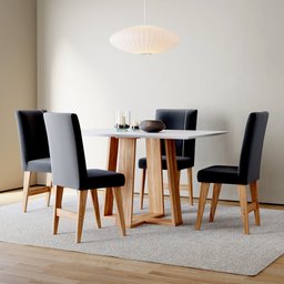 Conjunto Sala de Jantar 4 Lugares Mesa Bahê 90 e Cadeira Ane Babus - 1